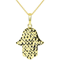 Load image into Gallery viewer, 14k Gold Hamsa Hand of God Pendant Necklace
