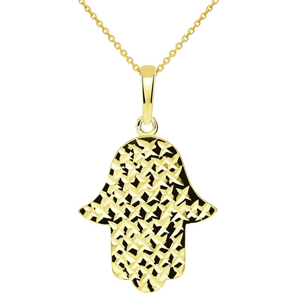 14k Gold Hamsa Hand of God Pendant Necklace