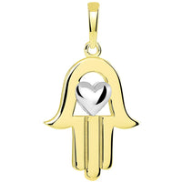 Load image into Gallery viewer, 14k Gold Hamsa Hand with Heart Pendant Necklace
