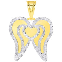Load image into Gallery viewer, 14k gold heart and angel wings pendant necklace
