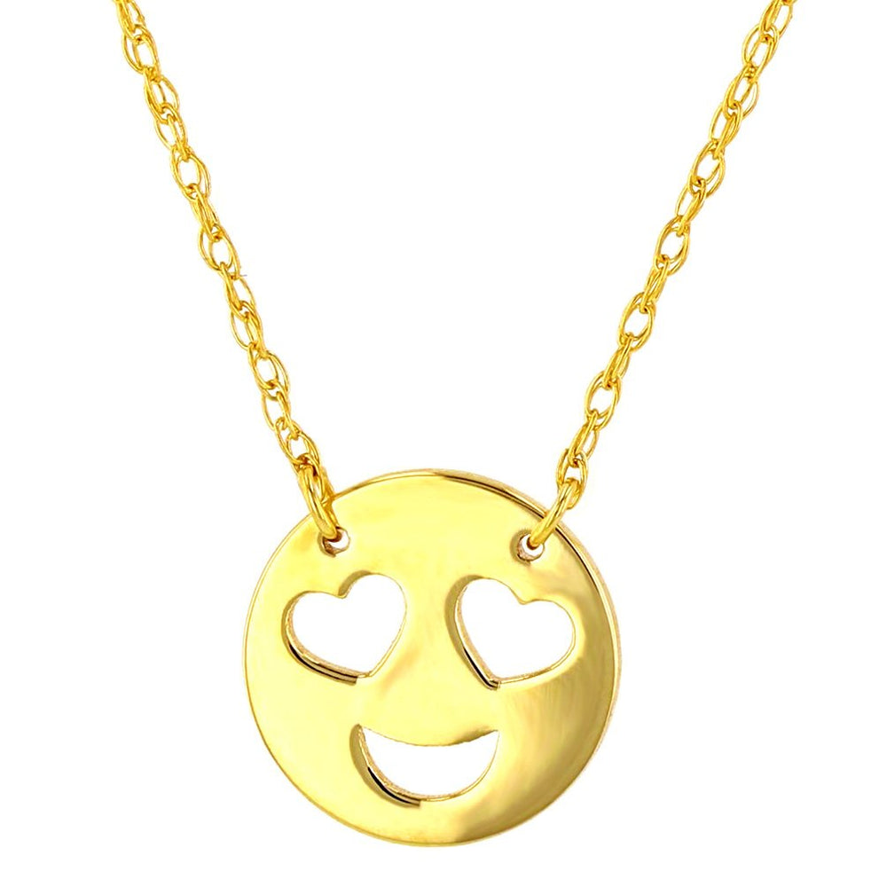 14k Gold Heart Shaped Eyes Pendant Necklace