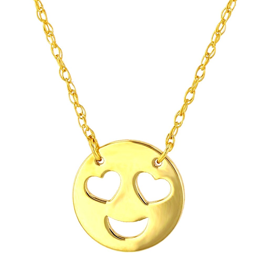 14k Gold Heart Shaped Eyes Pendant Necklace