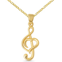 Load image into Gallery viewer, 14k Yellow Gold Heart-Shaped G Clef Music Note Pendant Necklace
