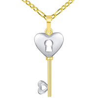 Load image into Gallery viewer, 14k Gold Heart Shaped Love Key Pendant Necklace
