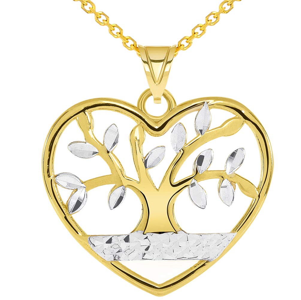14k Gold Heart Tree of Life Pendant Necklace