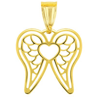 Load image into Gallery viewer, 14k Gold Heart with Angel Wing Pendant Necklace
