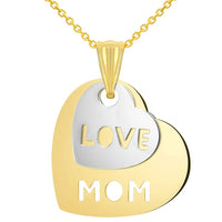Load image into Gallery viewer, 14k Gold Heart with Love Mom Pendant Necklace
