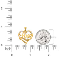 Load image into Gallery viewer, 14k Gold Heart with Love Written Pendant Necklace
