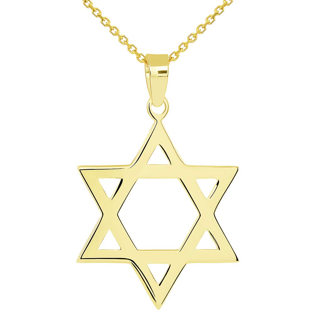 14k Gold Hebrew Star of David Pendant Necklace