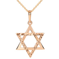 Load image into Gallery viewer, 14k Gold Hebrew Star of David Pendant Necklace
