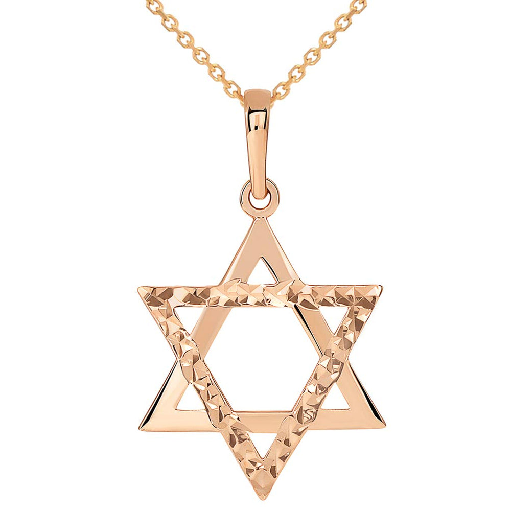 14k Gold Hebrew Star of David Pendant Necklace