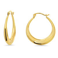 Load image into Gallery viewer, 14k Gold High Polish &amp; Satin Oval Hoop Earrings
