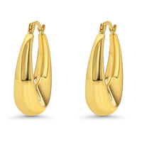 Load image into Gallery viewer, 14k Gold High Polish Tapered Oval Hoop Earrings
