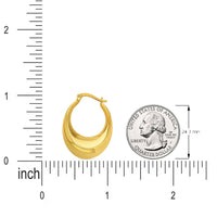 Load image into Gallery viewer, 14k Gold High Polish Tapered Oval Hoop Earrings (Measurement)
