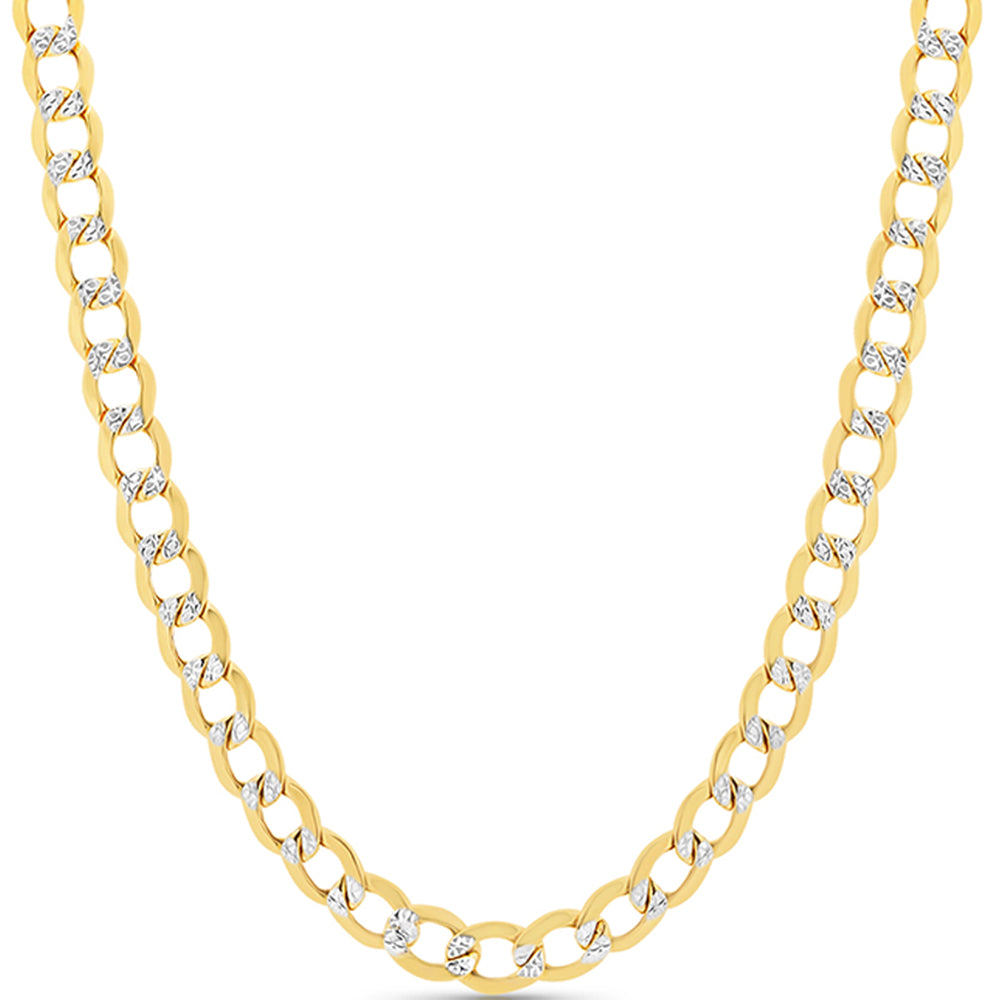 14k Gold Hollow Diamond-Cut Pave Cuban Necklace
