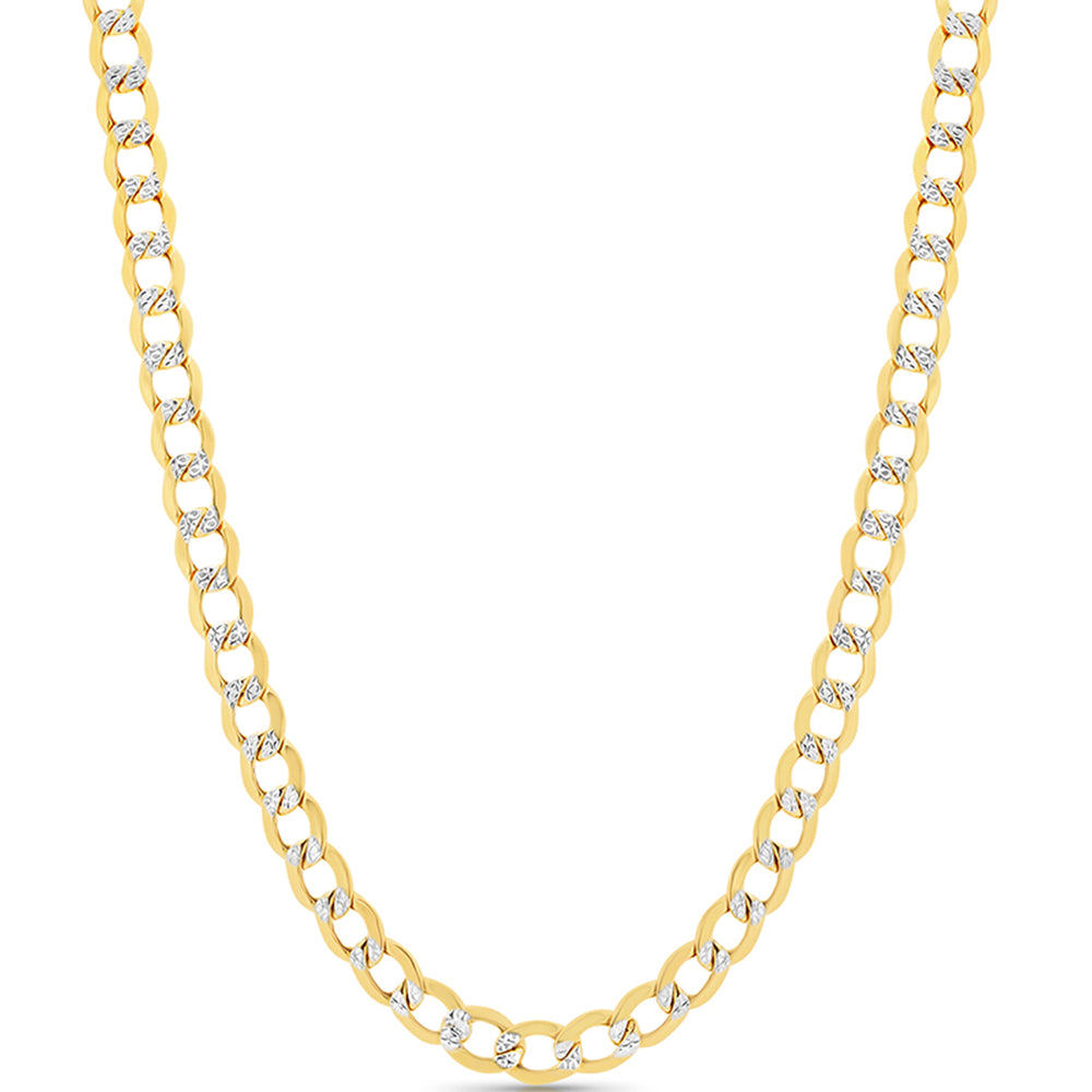 14k Gold Hollow Diamond-Cut Pave Cuban Necklace