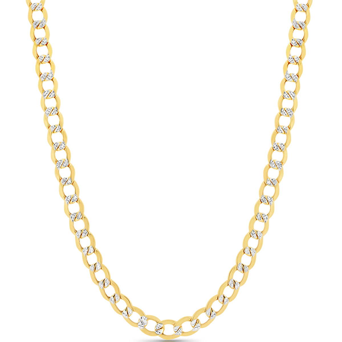 14k Gold Hollow Diamond-Cut Pave Cuban Necklace