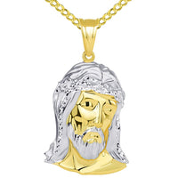 Load image into Gallery viewer, 14k Gold Hollow Jesus Head Pendant Necklace

