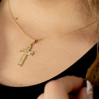 Load image into Gallery viewer, 14K Gold I Love Jesus Cross Pendant Necklace
