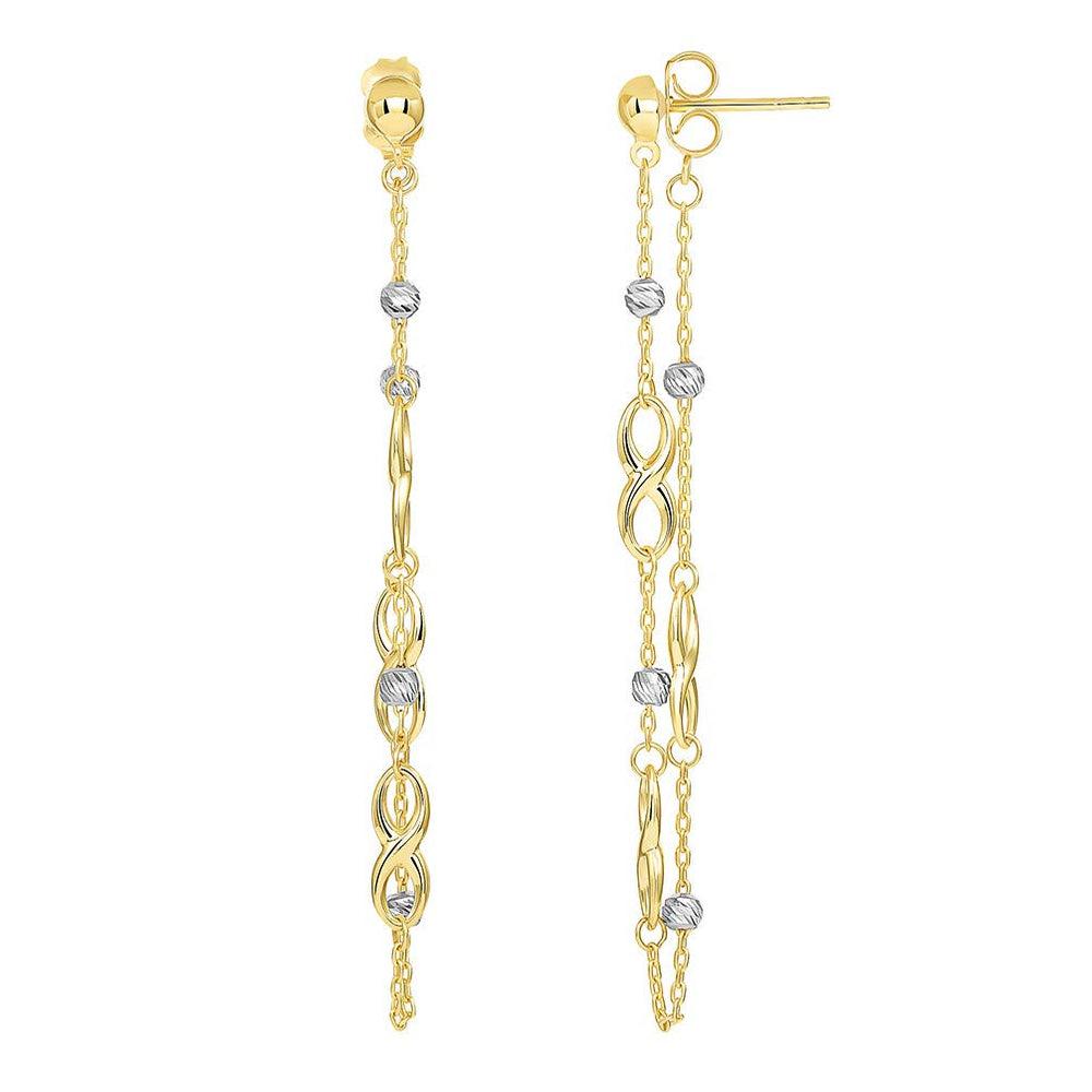 14k Gold Infinity Love Dangling Drop Earrings