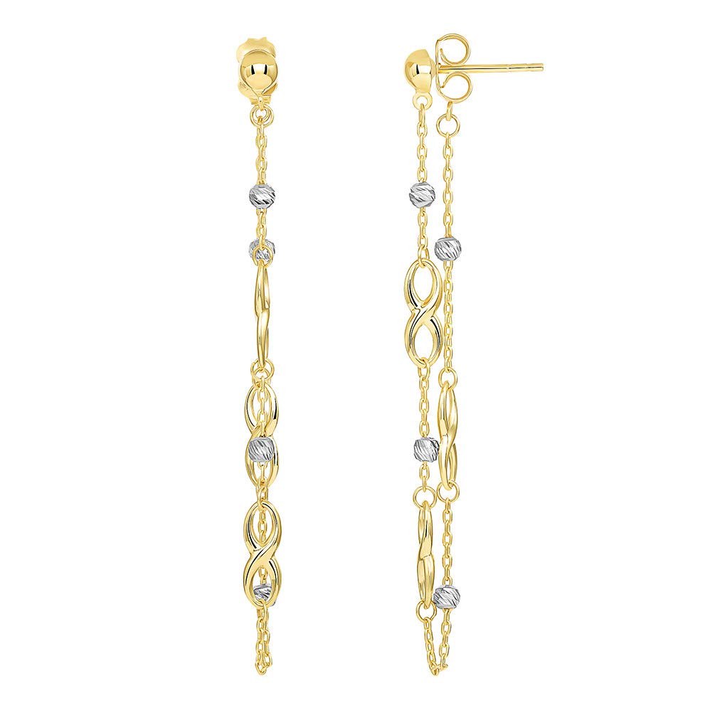 14k Gold Infinity Love Dangling Drop Earrings