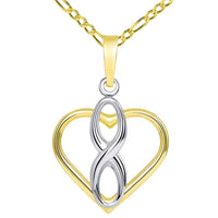 Load image into Gallery viewer, 14k Gold Infinity Sign Heart Pendant on a Figaro Chain Necklace
