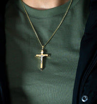 Load image into Gallery viewer, 14k Gold INRI Tubular Crucifix Cross Pendant
