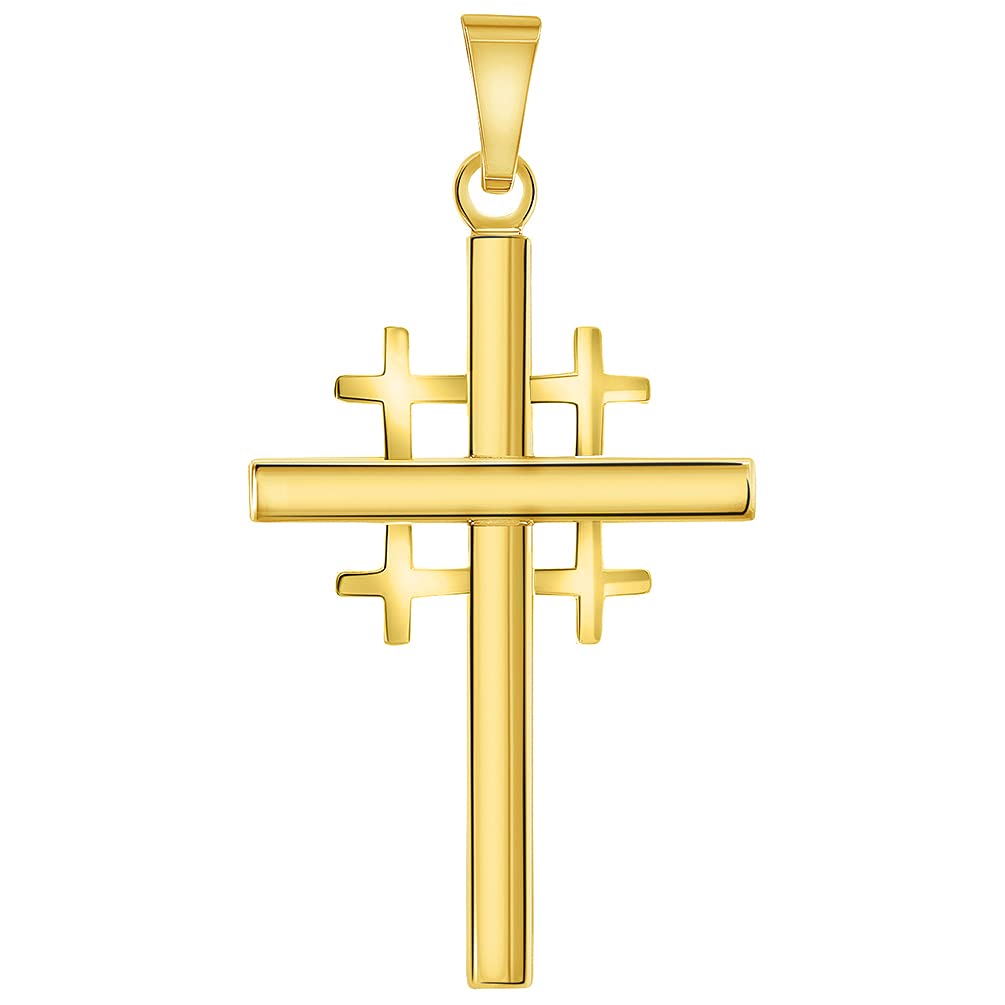 14k Gold Jerusalem Latin Plain Cross Pendant