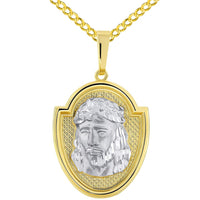Load image into Gallery viewer, 14k Gold Jesus Christ Medallion Pendant Necklace
