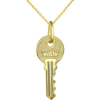 Load image into Gallery viewer, 14K Gold Key with Apre il Tuo Cuore Charm Necklace
