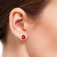 Load image into Gallery viewer, 14k Gold Ladybug Stud Earrings with Screw Back
