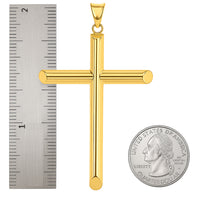 Load image into Gallery viewer, 14K Gold Large Chunky Tube Cross Pendant
