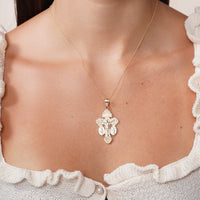 Load image into Gallery viewer, 14k Gold Large Cross of Pardon Crucifix Pendant
