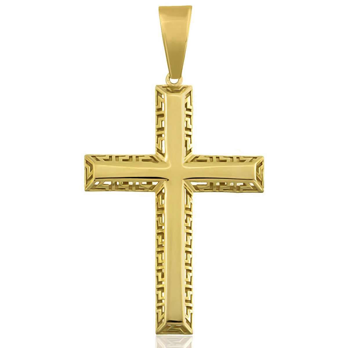 14k Gold Large Plain Religious Cross Pendant