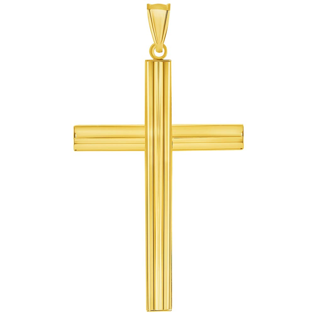 14k Gold Large Plain Religious Cross Pendant