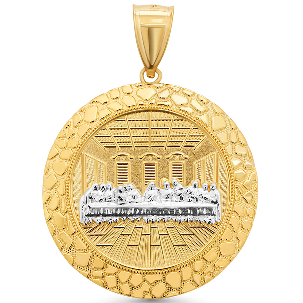 14k Gold Last Supper Nugget Medallion Pendant