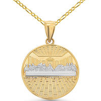Load image into Gallery viewer, 14k Gold Last Supper Pendant Religious Figaro Chain Necklace
