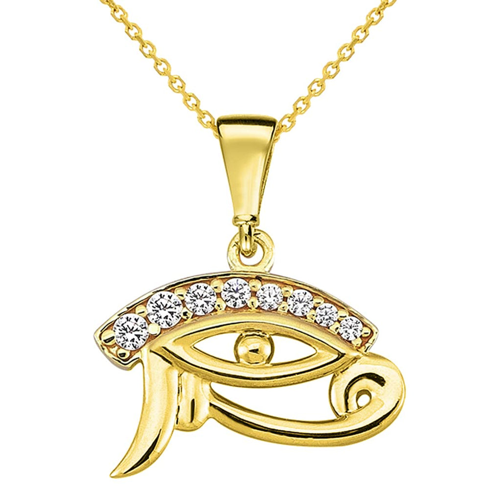 14k Gold Left Eye of Horus Pendant Necklace