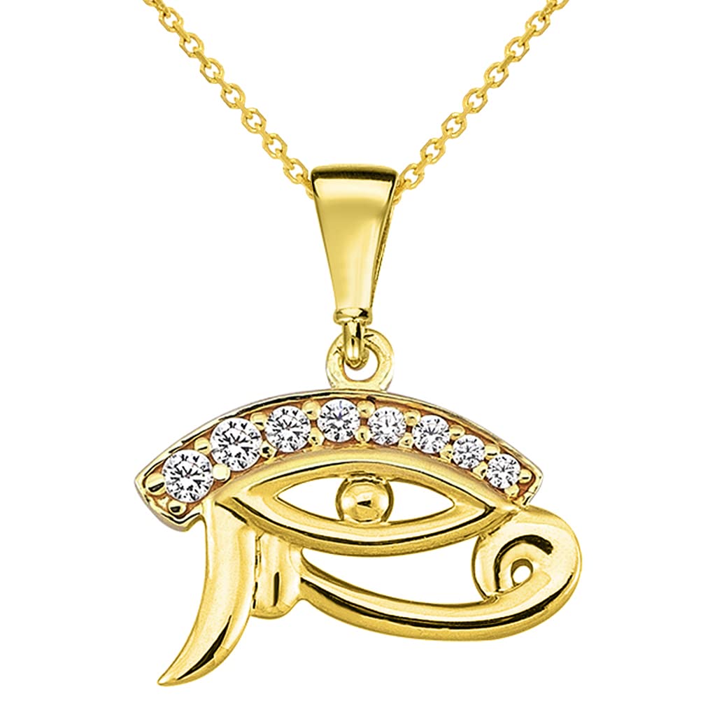 14k Gold Left Eye of Horus Pendant Necklace