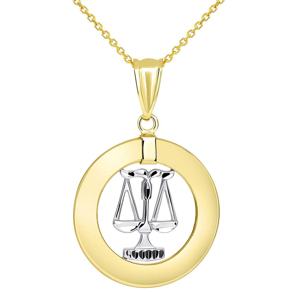14k Gold Libra Zodiac Sign Pendant Necklace