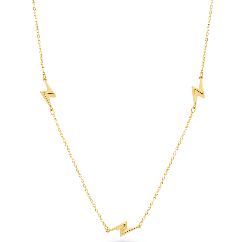 14k Gold Lightning Bolt Station Necklace chain