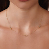 Load image into Gallery viewer, 14k Gold Lightning Bolt Station Necklace chain

