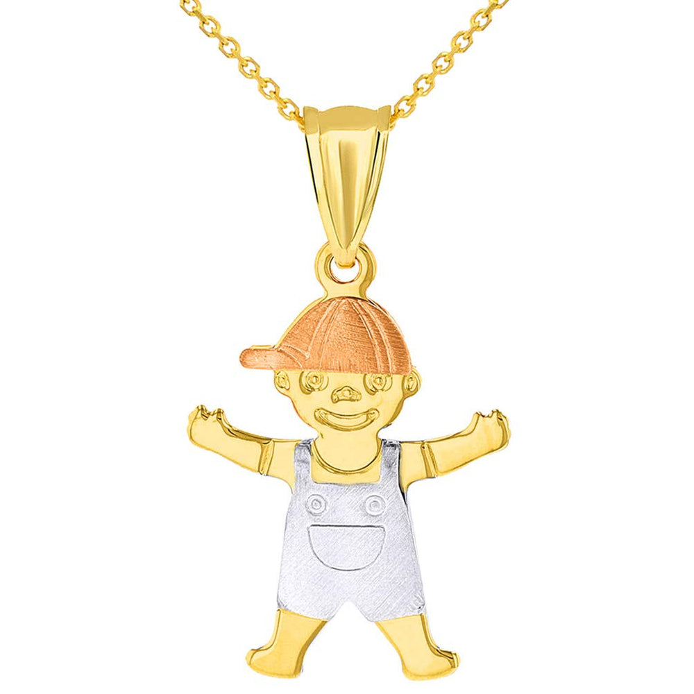 14k Gold Little Boy Child Pendant Necklace