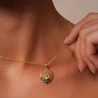 Load image into Gallery viewer, 14k Gold Lotus Mandala Flower of Life Pendant Necklace
