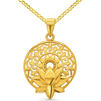 Load image into Gallery viewer, 14k Gold Lotus Mandala Flower of Life Pendant Necklace

