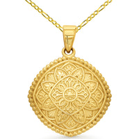 Load image into Gallery viewer, 14k Gold Lotus Mandala Symbol Pendant Necklace
