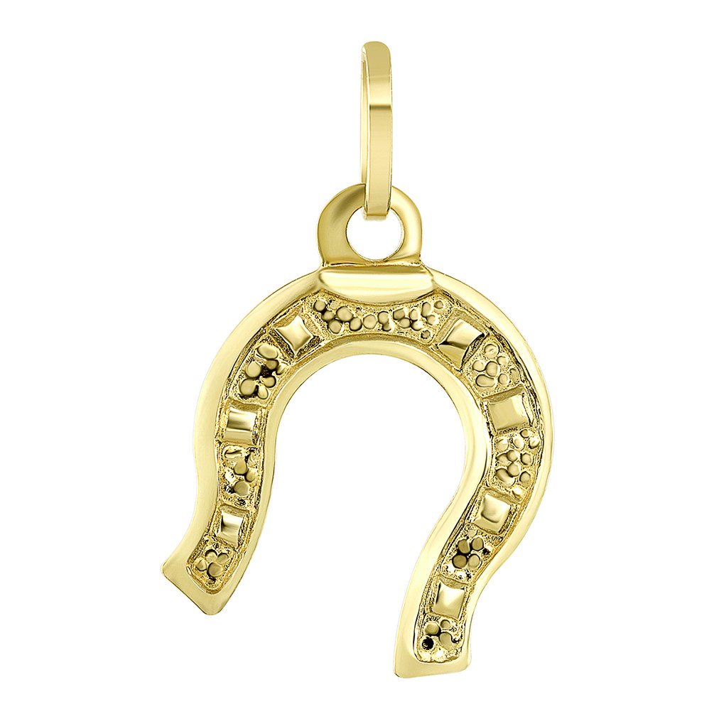 14K Gold Lucky Horseshoe Charm Good Luck Pendant