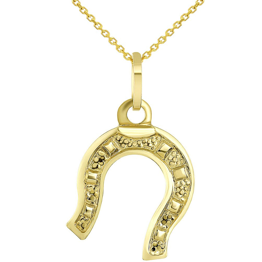14K Gold Lucky Horseshoe Good Luck Necklace
