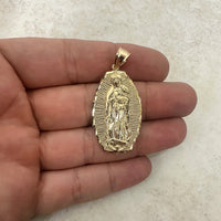 Load image into Gallery viewer, 14k Gold Luminous Our Lady of Guadalupe Pendant
