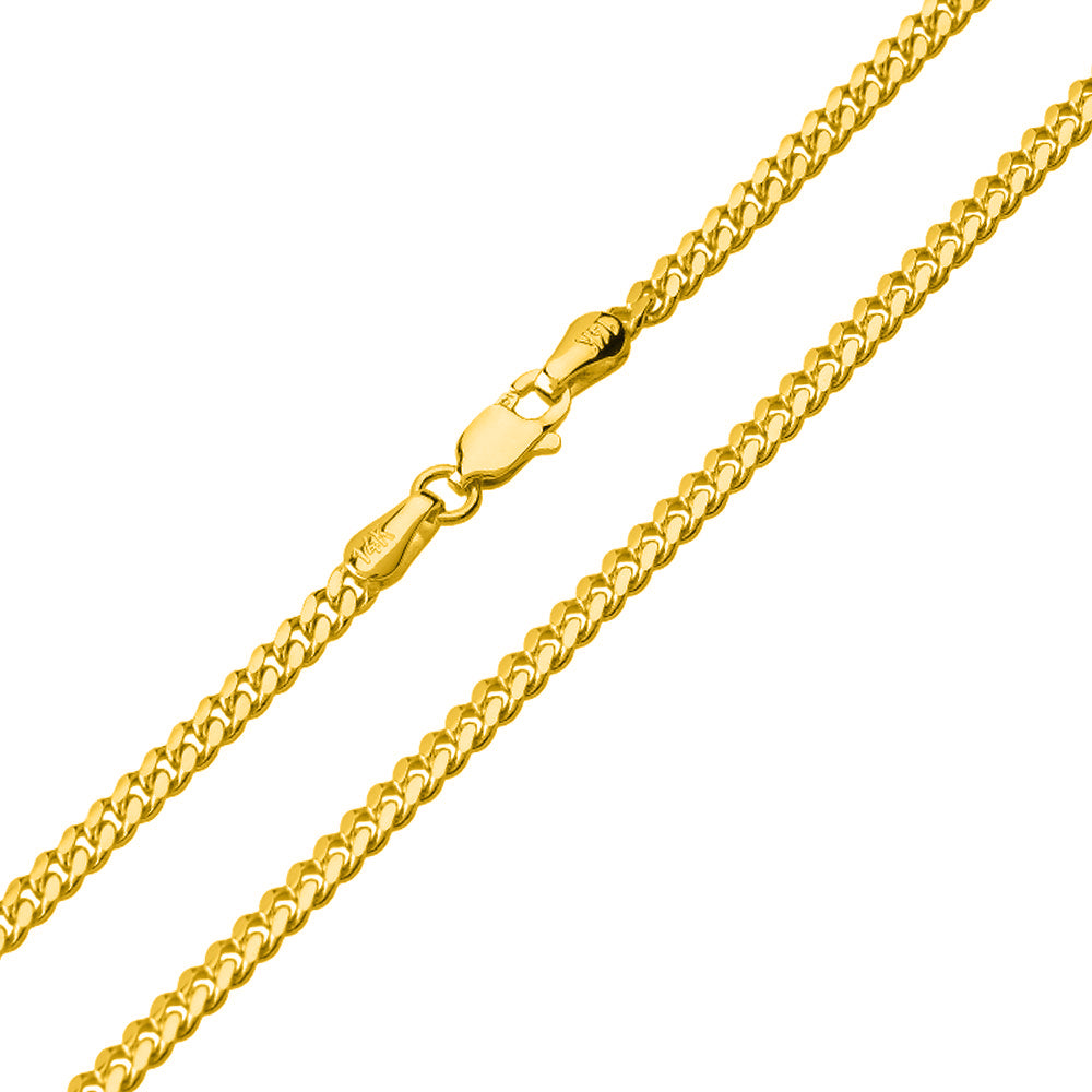 14K Gold Miami Cuban Link Chain Curb Necklace